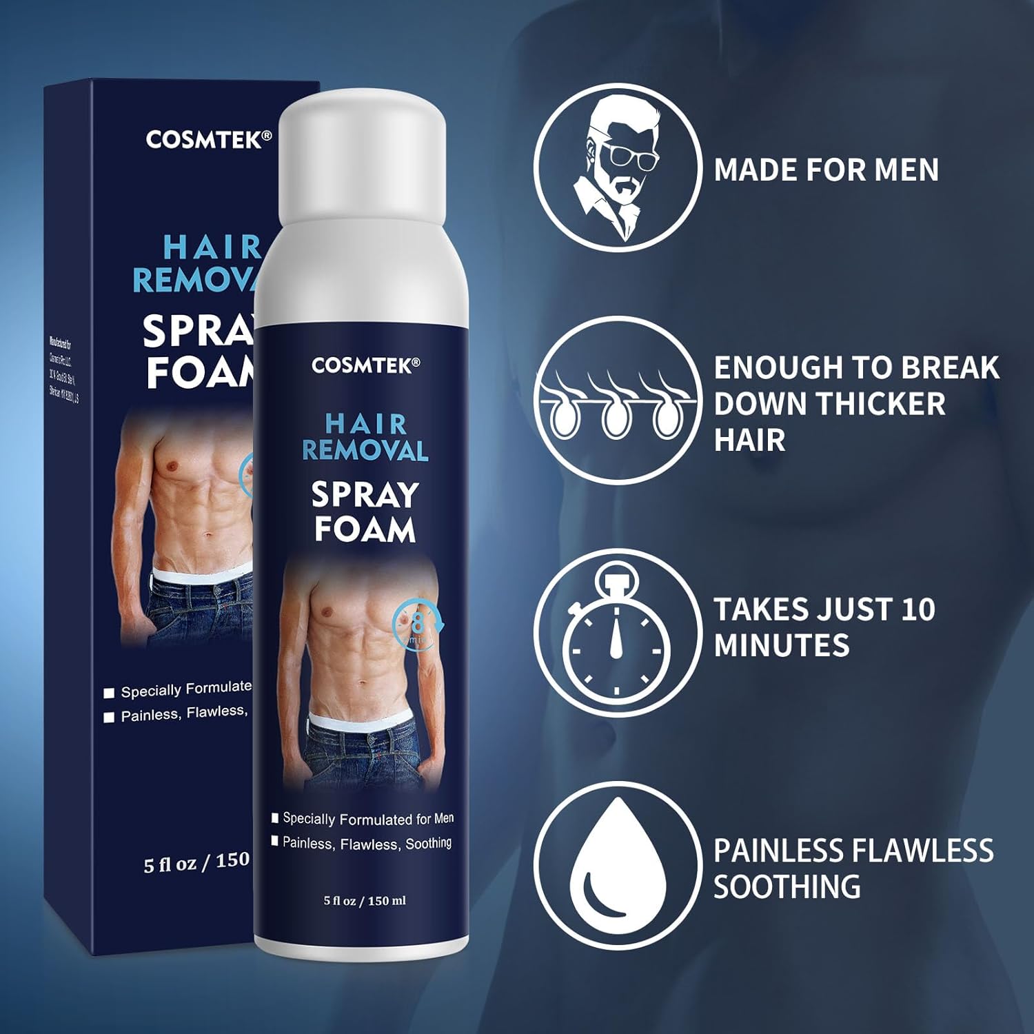 Espuma en aerosol de depilación para hombres, crema depilatoria sin irritación, depiladora segura para axilas masculinas, pecho, espalda, piernas,