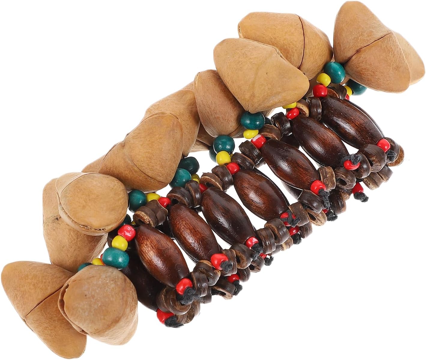 Milisten Tambora Dominicana – Paquete de 2 pulseras africanas de concha de nuez africana, instrumentos musicales, campanilla de tuerca africana,