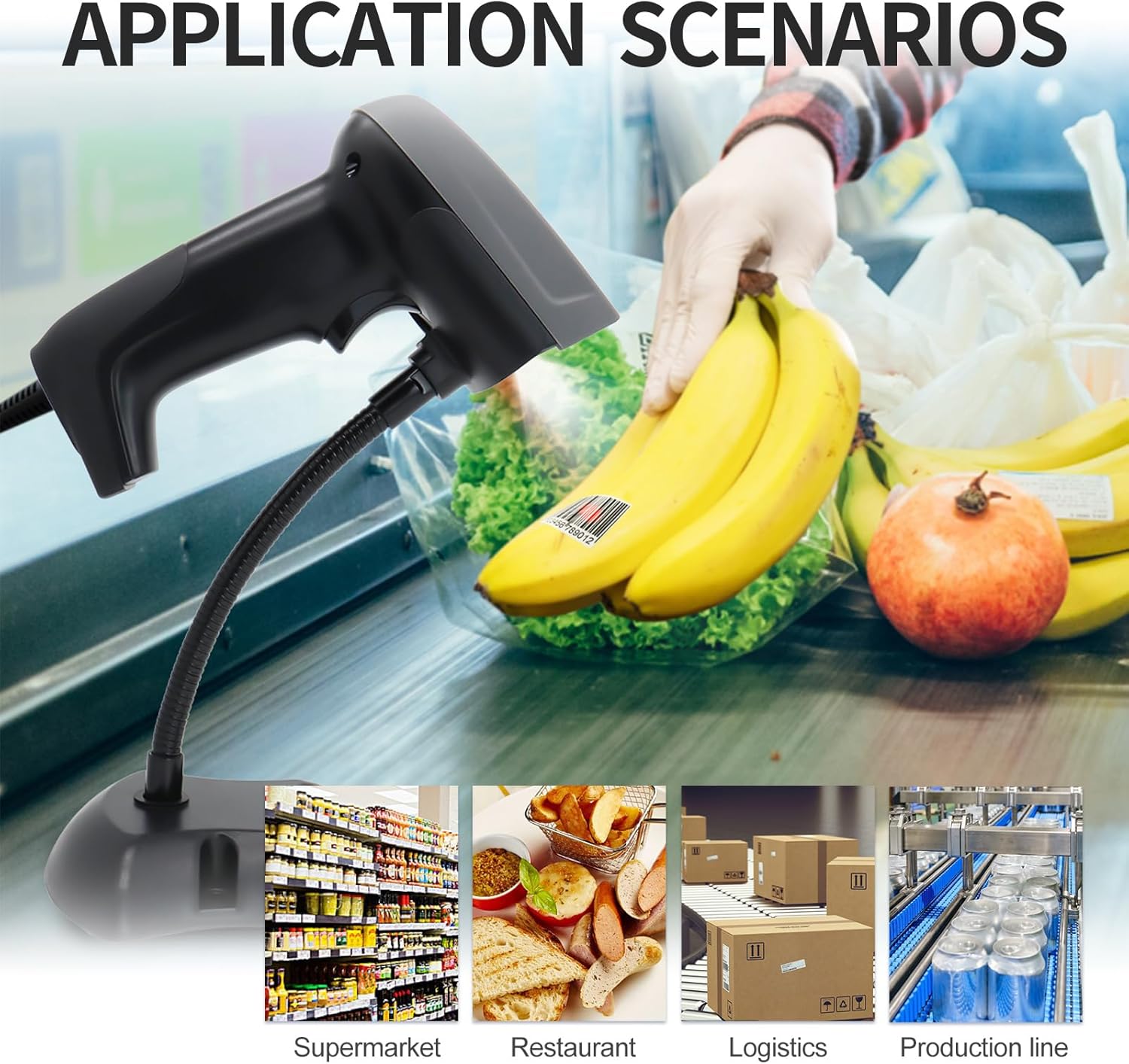 CMLFDMB – Escáner de código de barras 2D, escáneres de código QR 2D 1D de inventario con cable USB para computadora, soporte POS, escaneo de