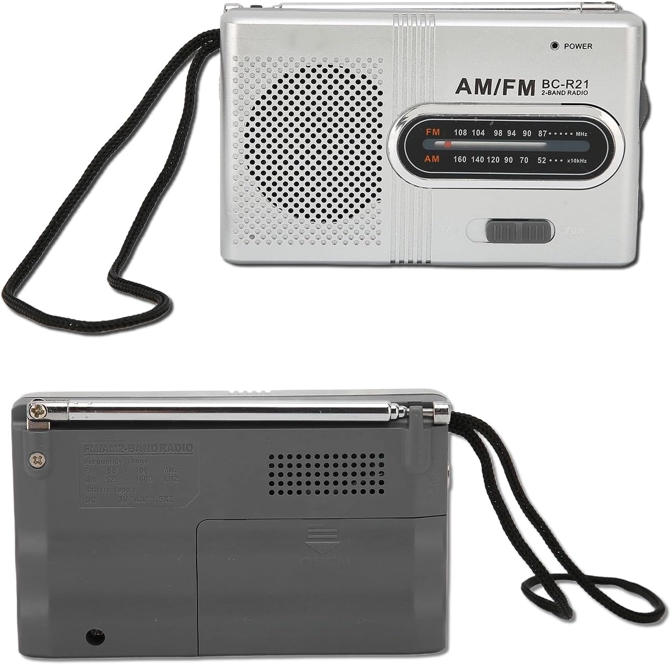 Naroote Grabadora portátil Radios portátiles AM FM, altavoz de 5 W, radio de bolsillo de mano Radio de emergencia con conector para auriculares,