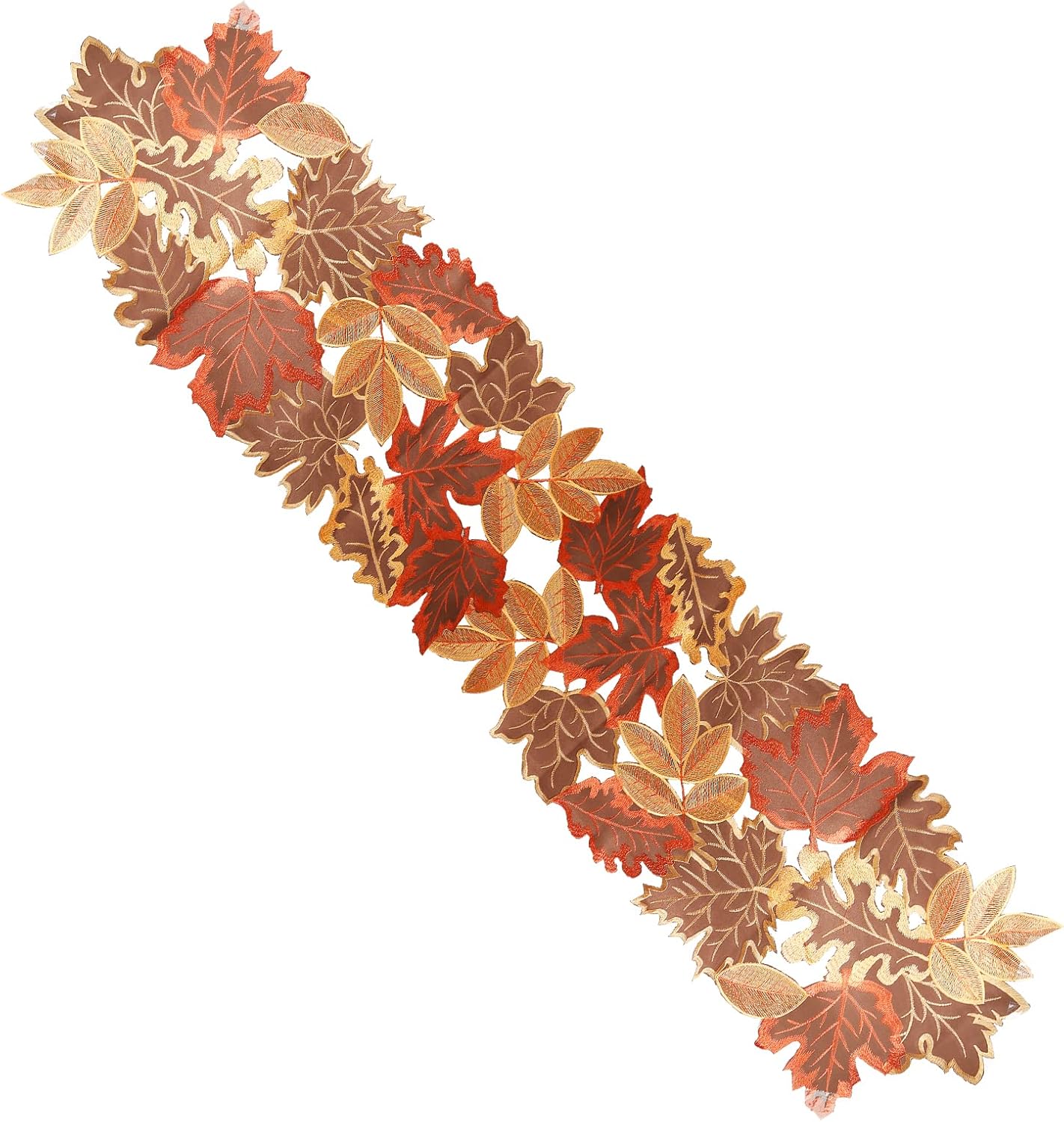 Camino de mesa de cosecha de otoño de 13 x 70 pulgadas, con apliques de hojas bordadas, camino de mesa de hojas de arce para decoración del hogar,