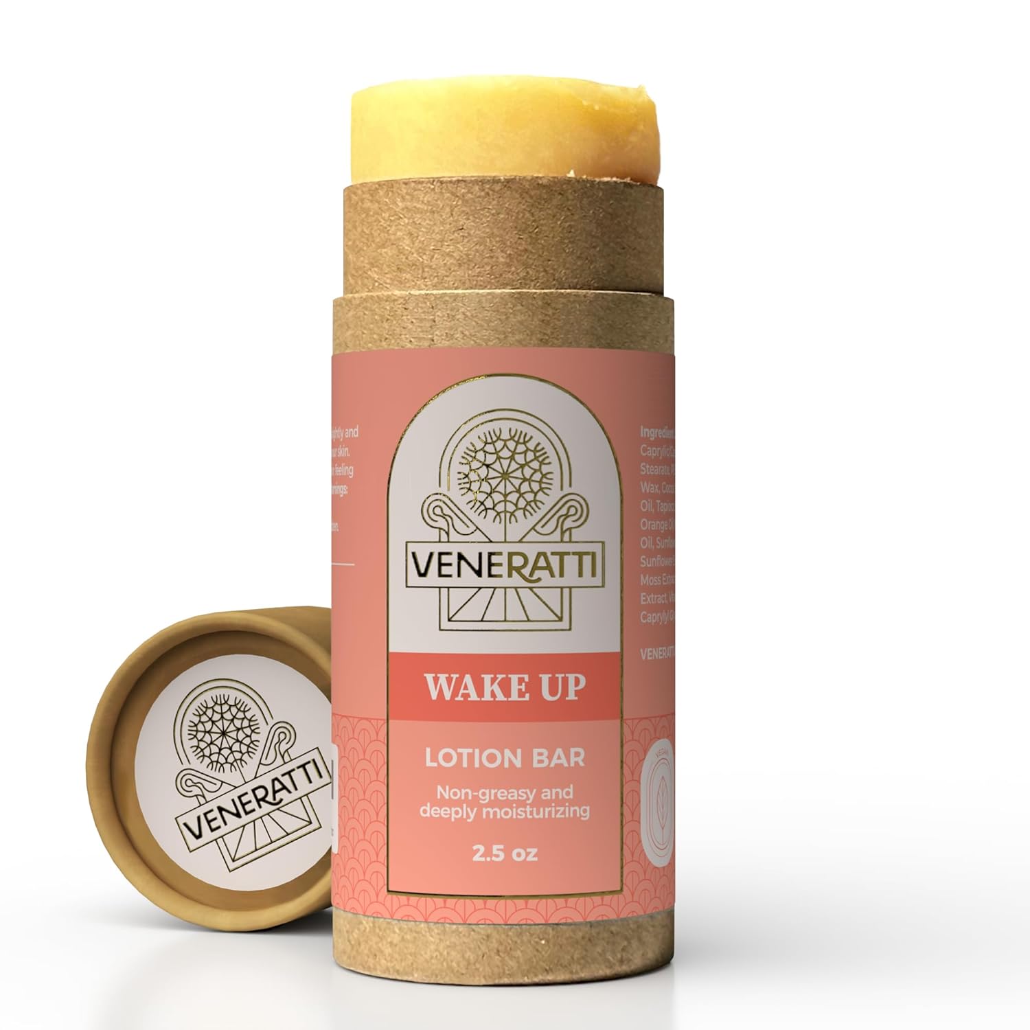 VENERATTI Lotion Bar Wake Up Scent – Vegana, fabricada en los Estados Unidos, productos ecológicos – Absorción rápida, no pegajosa – Ingredientes