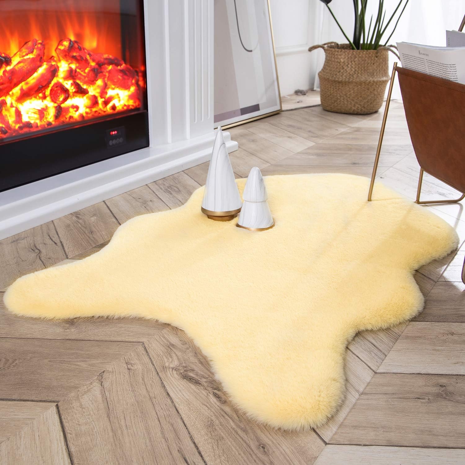Ashler – Funda de piel de conejo sintética para silla, funda para sofá, alfombra pequeña para suelo de habitación, sofá, sala de estar, color
