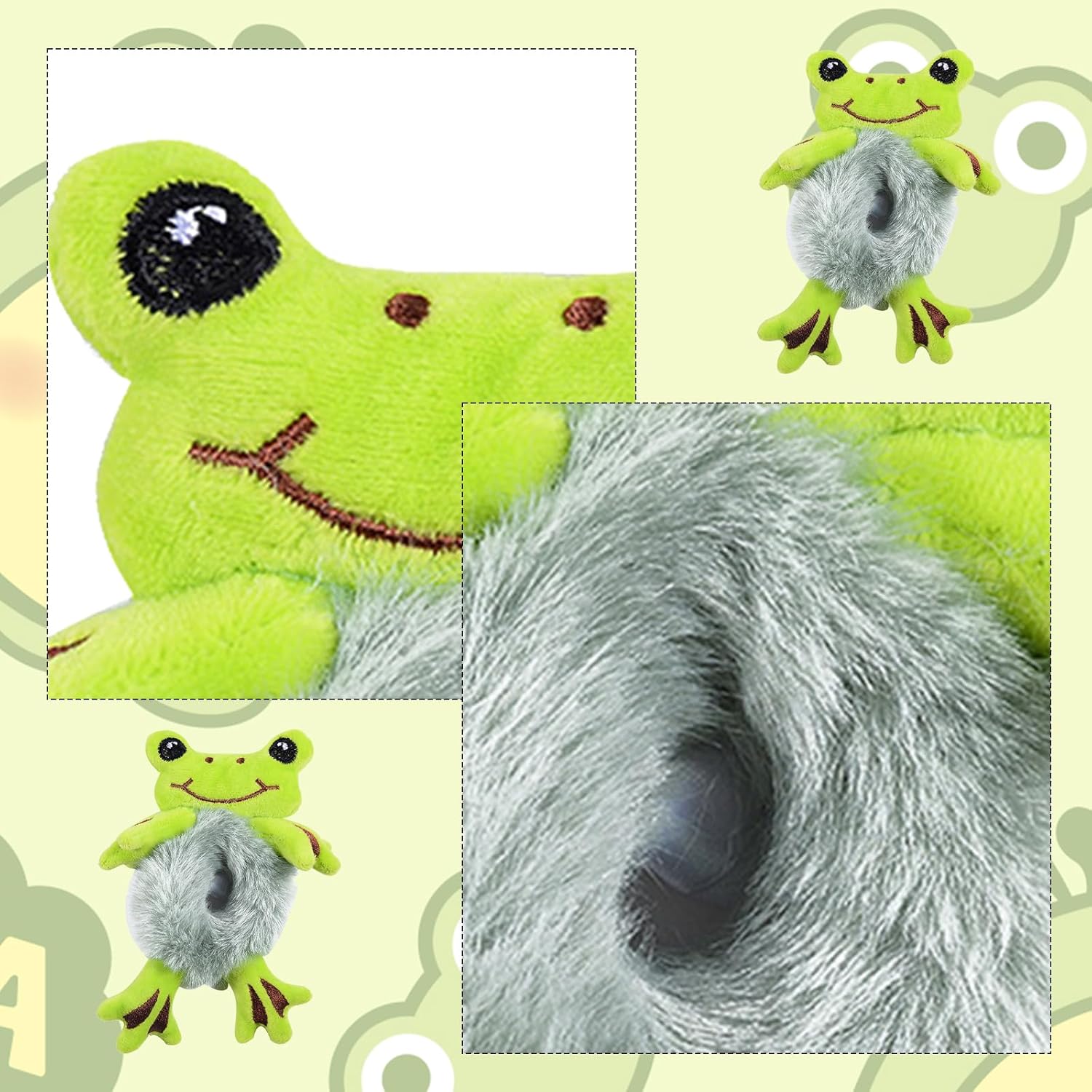 Lazo de pelo de felpa con forma de rana verde, cuerda de pelo de felpa para cola de caballo de rana, coleteros para niñas, para maquillaje, ducha,