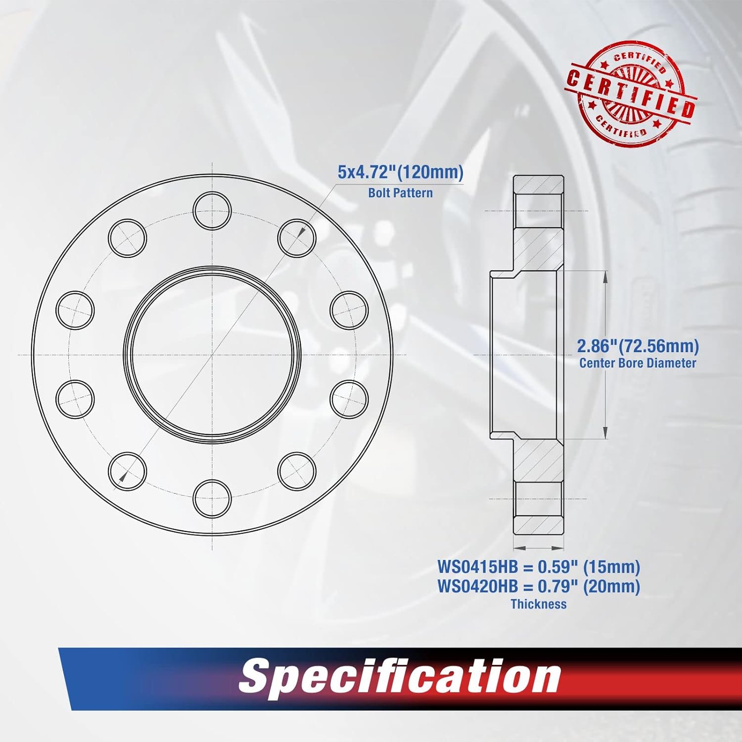 MOCA – Espaciadores de rueda de 15 y 0.787 in, 0.197 x 4.724 in (diámetro de 2.857 in), pernos M12x1.5 compatibles con BMW E46 E90 M5 M6 M Coupé