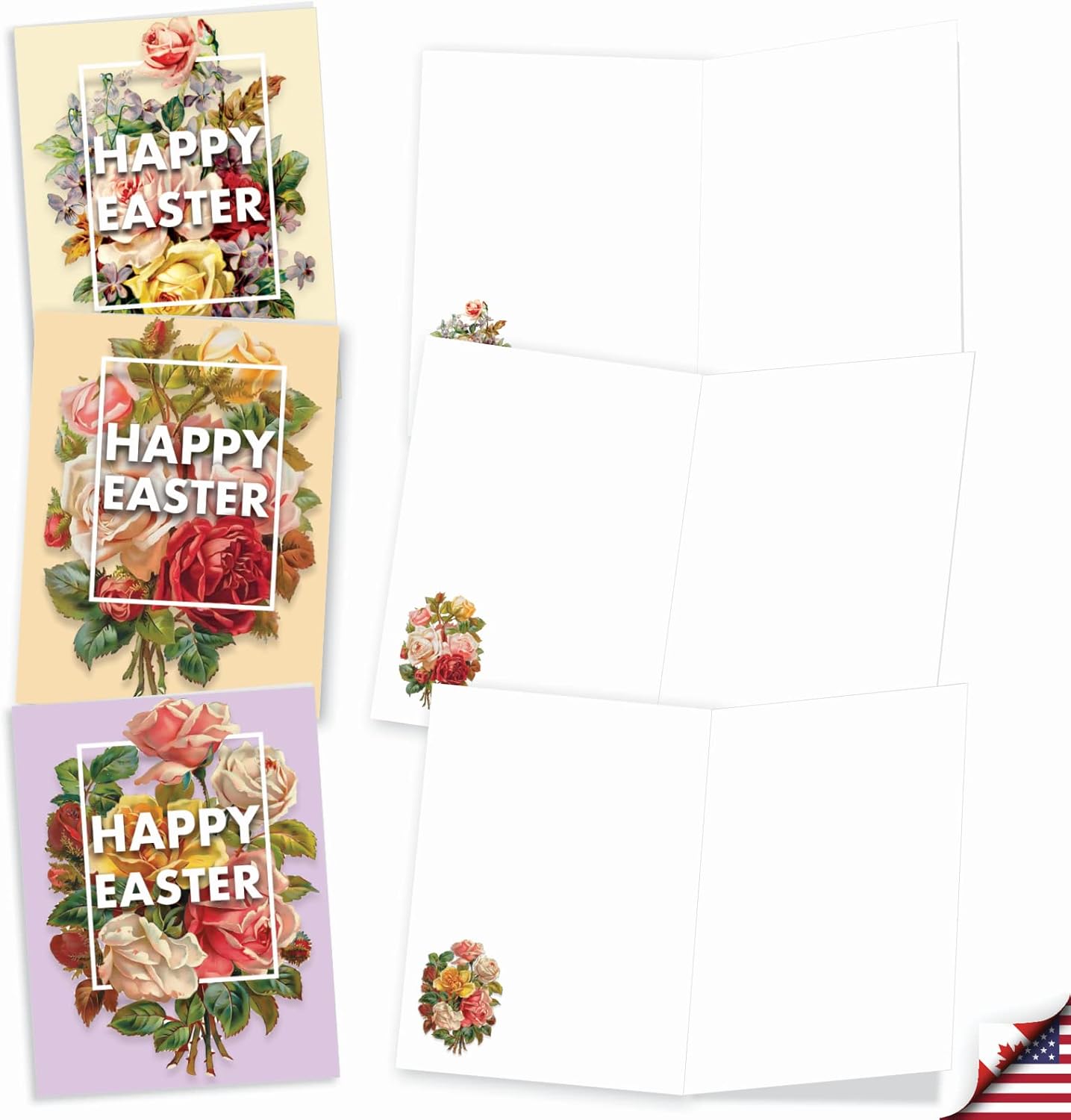 The Best Card Company Juego de 20 tarjetas de Pascua en blanco surtidas de 4 x 5.12 pulgadas con sobres (10 diseños, 2 de cada uno) flores para