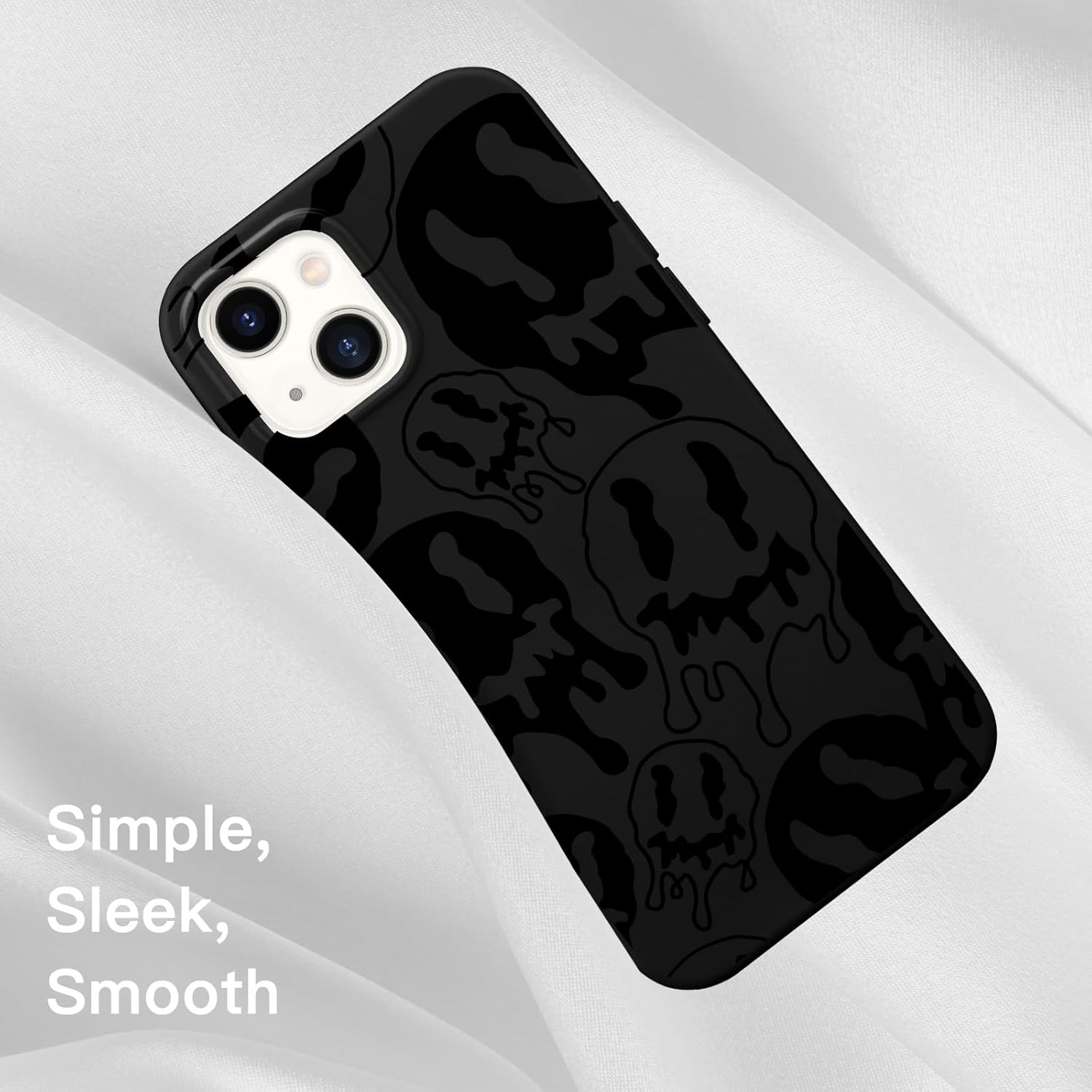 Idocolors Bonita funda flotante de fantasma negro compatible con iPhone 11, funda de silicona líquida para ojos grandes y boca, goma de gel suave,