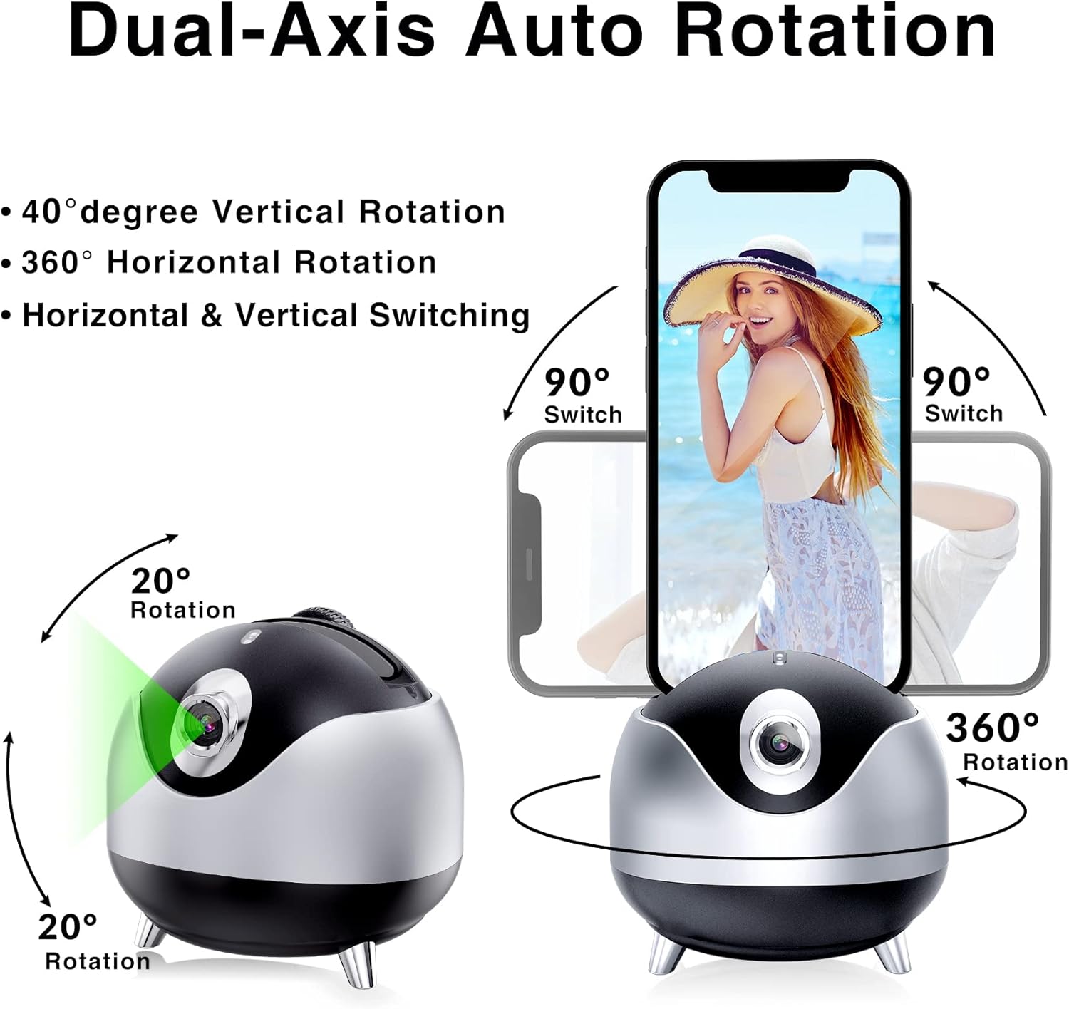 Trípode de cámara 360 con seguimiento facial automático para teléfono celular giratorio con control remoto, iyesku de 2 ejes, reconocimiento facial