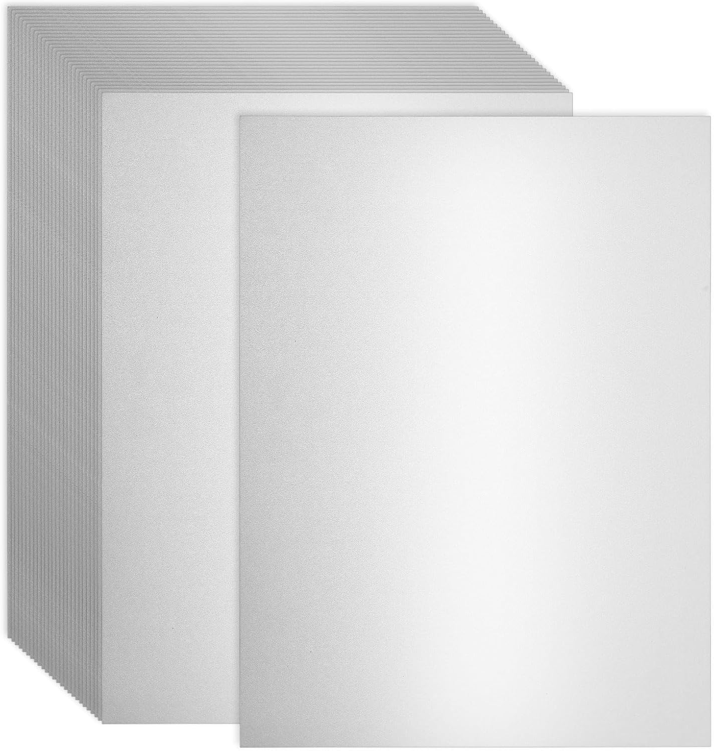 120 hojas de cartulina plateada brillante de 8.5 x 11 pulgadas, papel metálico metálico de 250 gsm92 libras, papel perlado plateado de doble cara