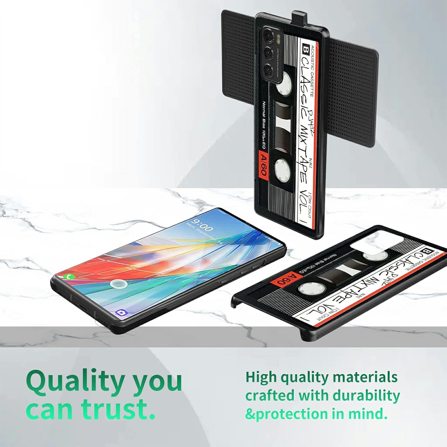Rossy Funda delgada para LG Wing 5G, para LG Wing 5G, funda ligera de audio retro, diseño de Patten, policarbonato duro, protección antiarañazos,
