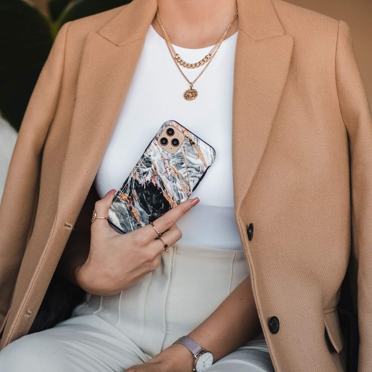 BURGA Funda para teléfono compatible con Samsung Galaxy S20 FE  Carcasa rígida híbrida de 2 capas + funda protectora de silicona  Piedra de mármol