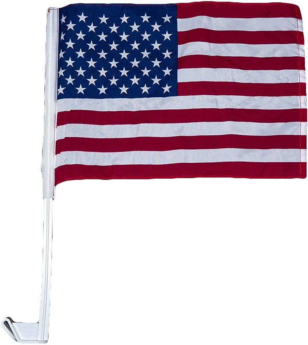 Premium 50 Pack 12×16 USA U.S.A. Car Window Clip on Vehicle 17inch Pole Flag