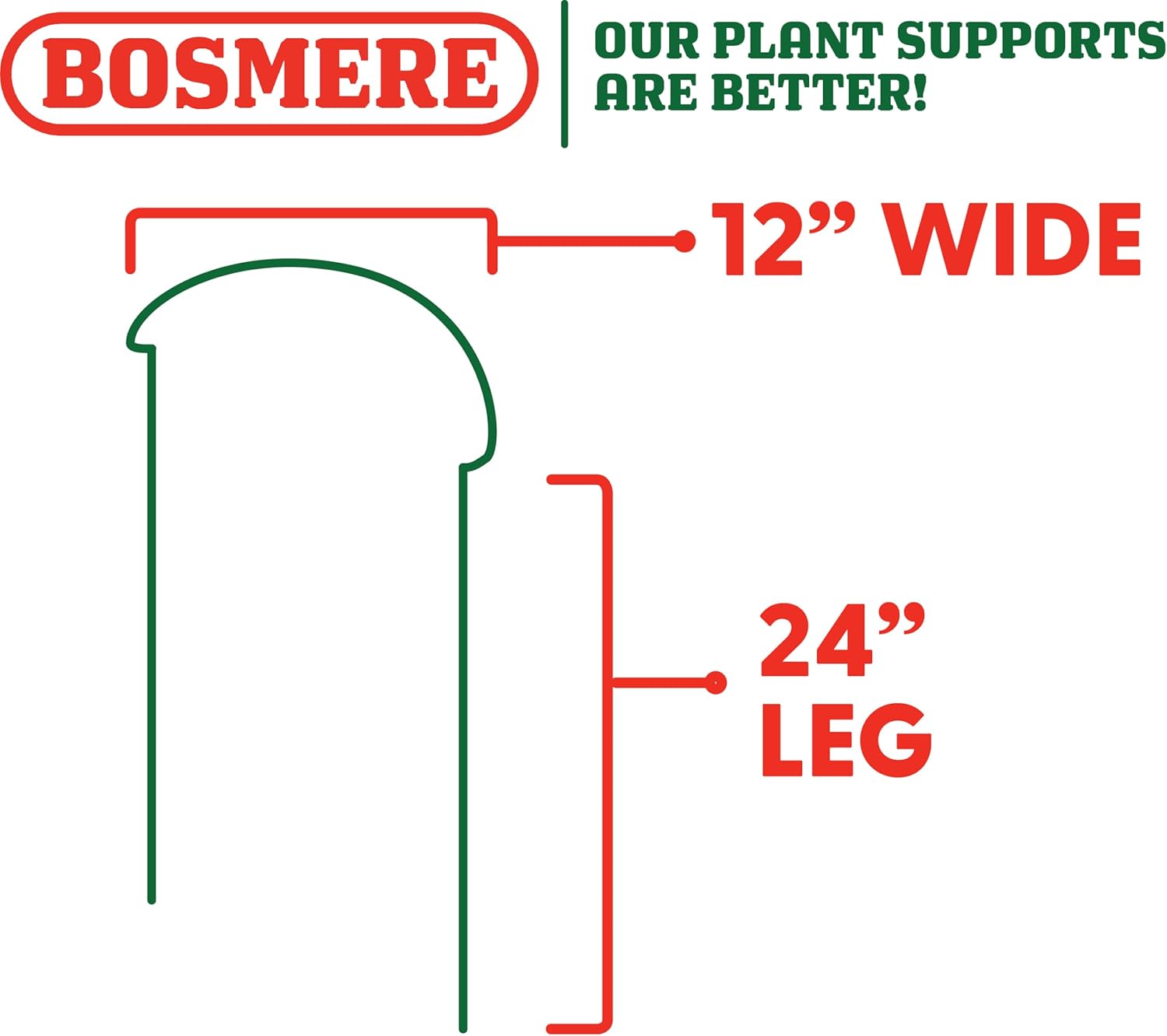 Bosmere Soporte de borde semicircular de 12 pulgadas con patas de 24 pulgadas, paquete de 3