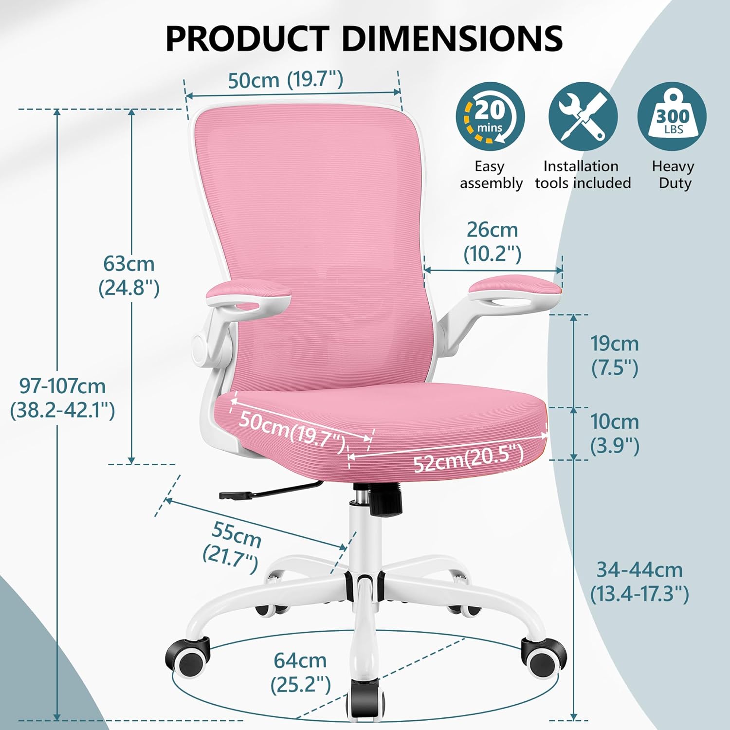 MINLOVE Silla de oficina ergonómica con soporte lumbar ajustable y altura, reposabrazos abatibles de 90, sillas de escritorio Ergo con ruedas, uso