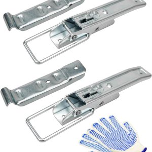 OCHIKI 2 pestillos de puerta de elevación de remolque utilitario con guantes, kit de cerraduras de acero de alta resistencia para puerta de remolque OCHIKI 2 pestillos de puerta de elevación de remolque utilitario con guantes, kit de cerraduras de acero de alta resistencia para puerta de remolque