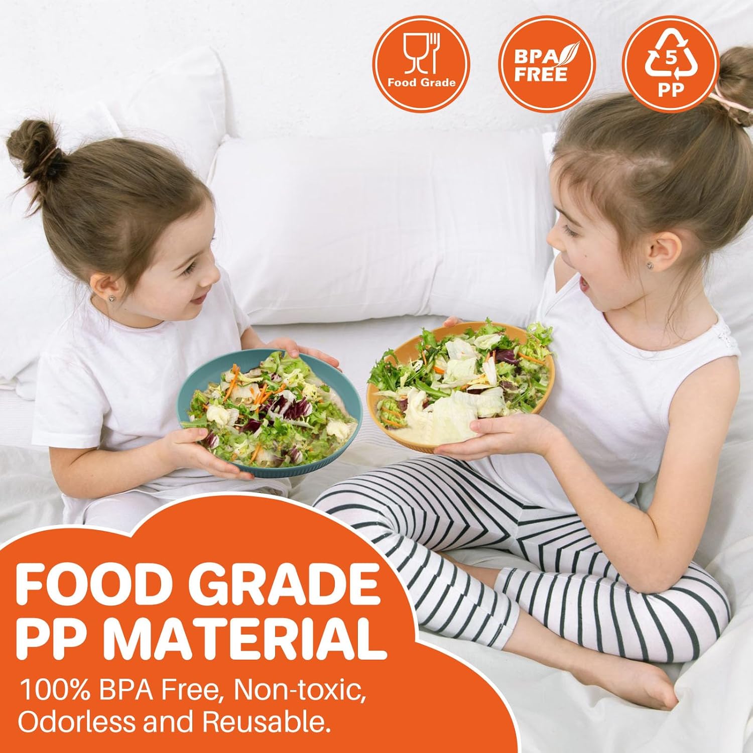 FUNYKICH Juego de 12 platos y cuencos, juego de vajilla irrompible, juego de platos reutilizables con platos, cuencos para cereales, tazas de