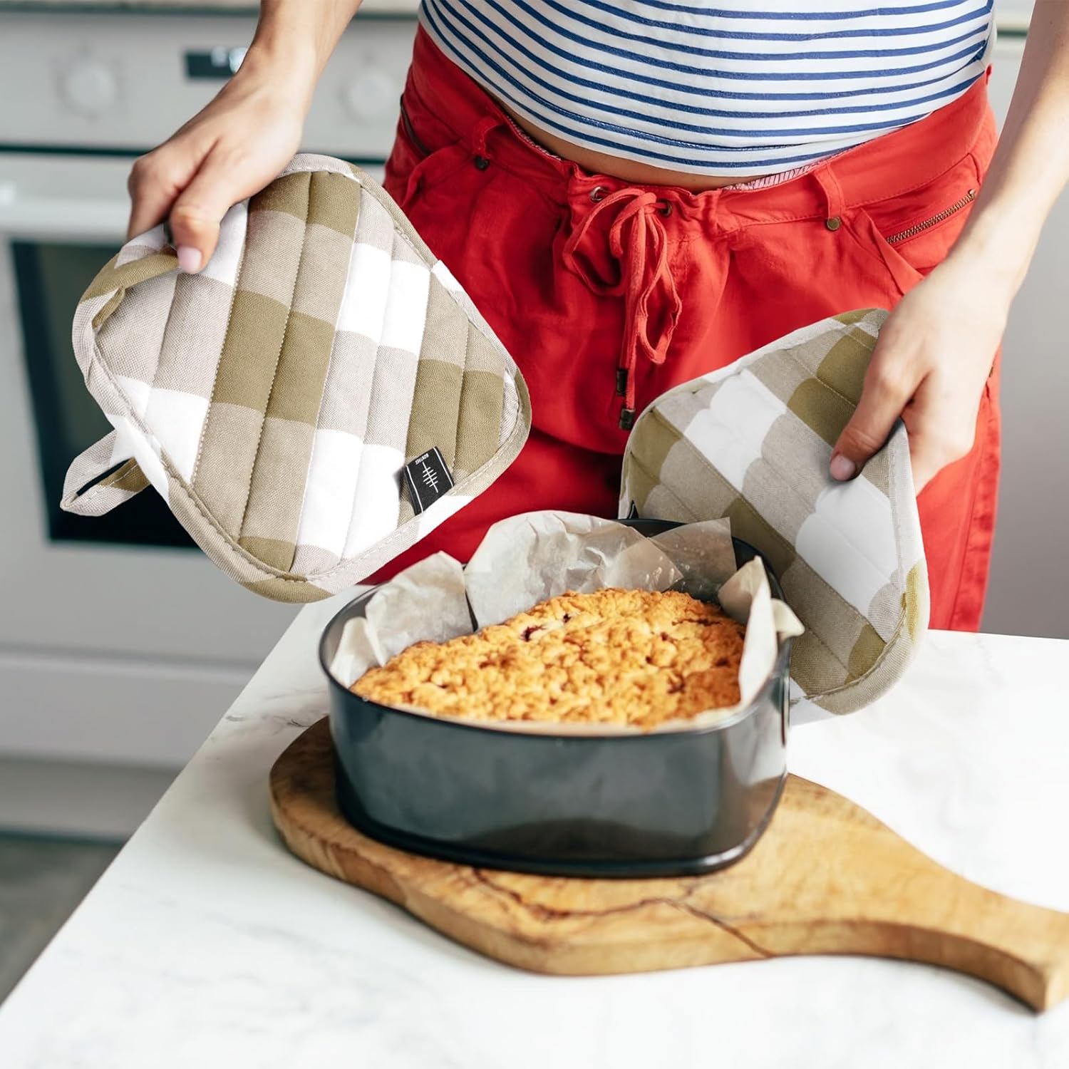 Soportes para ollas para cocina, resistentes al calor, almohadillas calientes para encimeras, soportes para ollas de horno, agarraderas de algodón