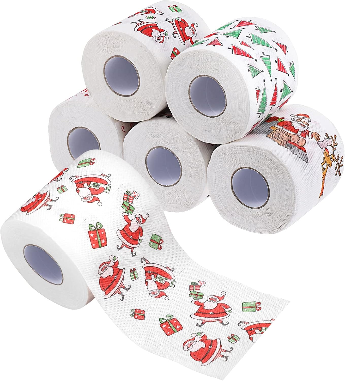MAGICLULU Rollo de papel higiénico de Navidad, 5 unidades, decoraciones navideñas, papel higiénico divertido para baño de Navidad