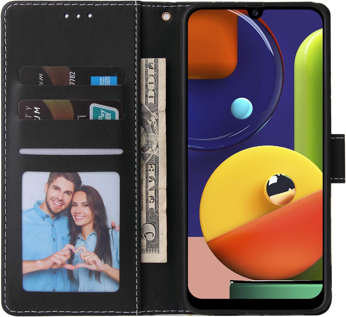 Asuwish Compatible con Xiaomi Redmi 9A Redme 9i Funda tipo cartera y protector de pantalla de vidrio templado, soporte de cuero con tapa para