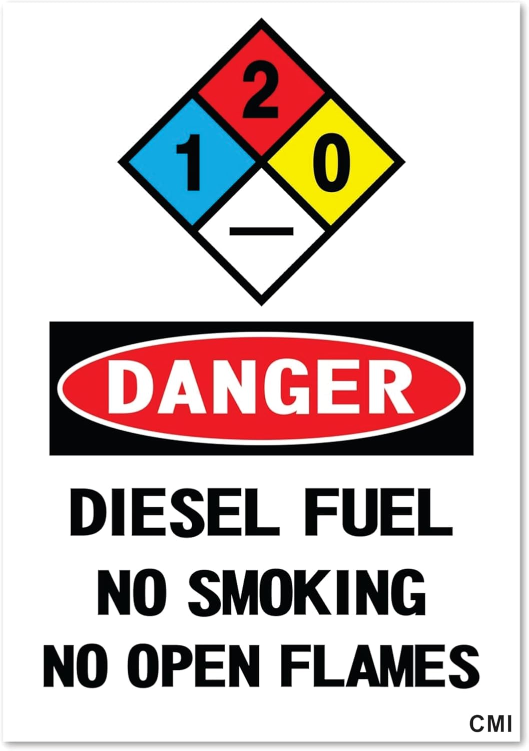 Peligro Diesel Fuel No Smoking No Open Flames Adhesivo de vinilo autoadhesivo, uso en interiores y exteriores, libre de óxido, protección UV,