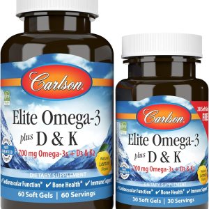 Carlson – Elite Omega-3 Plus D K 700 mg Omega-3s D3 y K2 Función Salud Ósea y Apoyo Inmunológico Limón 6030 Softgel Carlson – Elite Omega-3 Plus D K 700 mg Omega-3s D3 y K2 Función Salud Ósea y Apoyo Inmunológico Limón 6030 Softgel