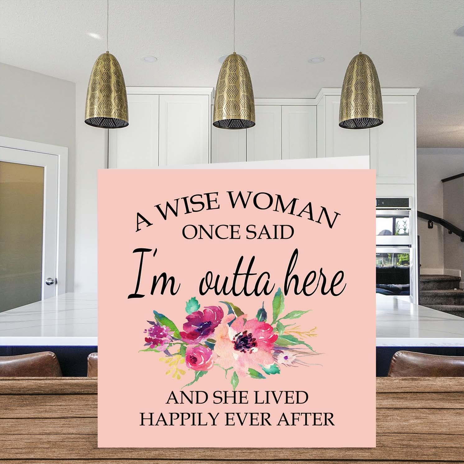 Tarjeta de jubilación para mujeres y ella, A Wise Woman Once Said I’m Outta Here, tarjetas divertidas y divertidas para compañeros de trabajo o