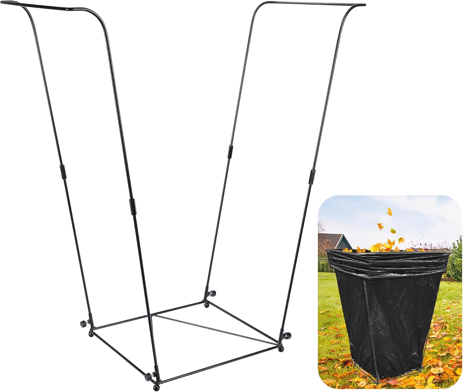 LFUTARI 1 soporte de metal para bolsas de basura, marco para bolsas de basura con capacidad para bolsas de plástico de 30 a 45 galones, soporte