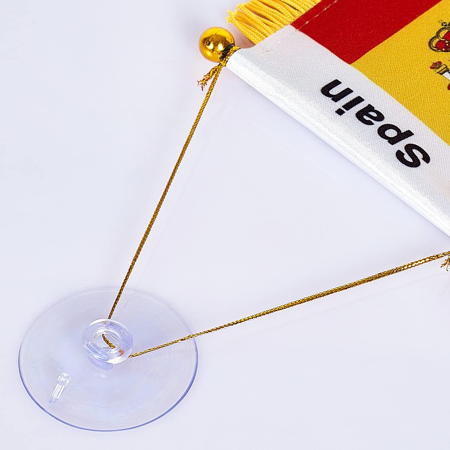 ZXvZYT Bandera de España colgante de ventana de 3 x 5 pulgadas, mini banderas españolas para automóvil, decoración de espejo retrovisor, con ventosa