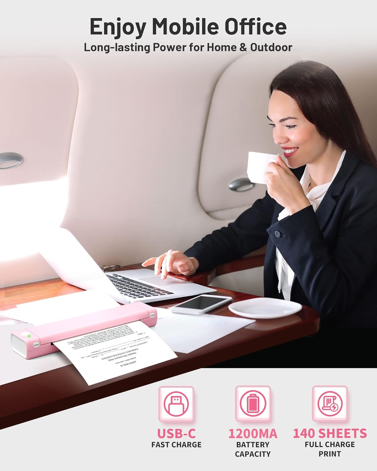 Itari Viaje inalámbrico de la impresora térmica portátil rosa M08F con la impresora térmica blanca de la transferencia P831