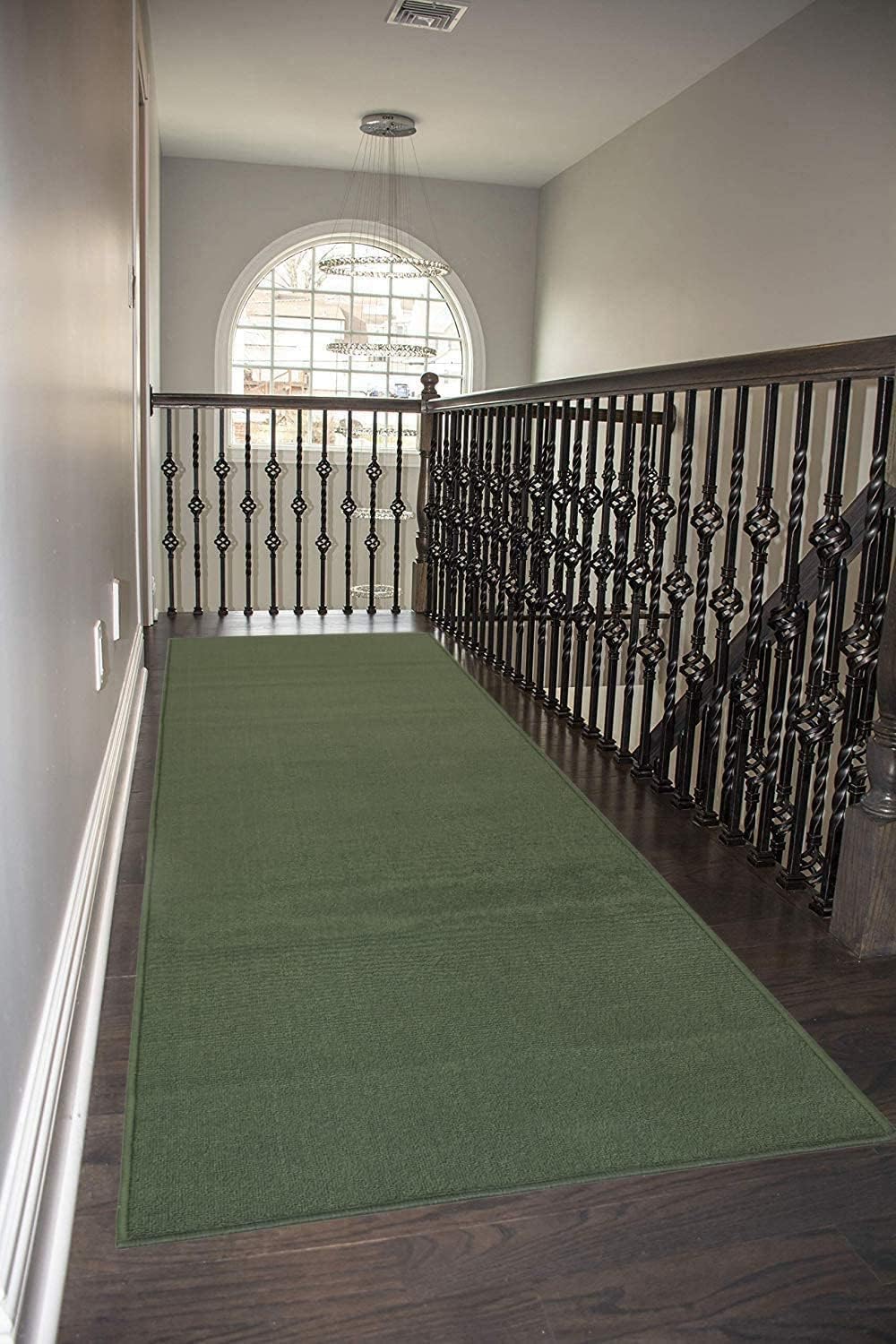 Alfombra de pasillo de tamaño personalizado, color verde salvia sólido (6 pies de largo x 32 pulgadas de ancho), hecha a pedido, alfombra de goma