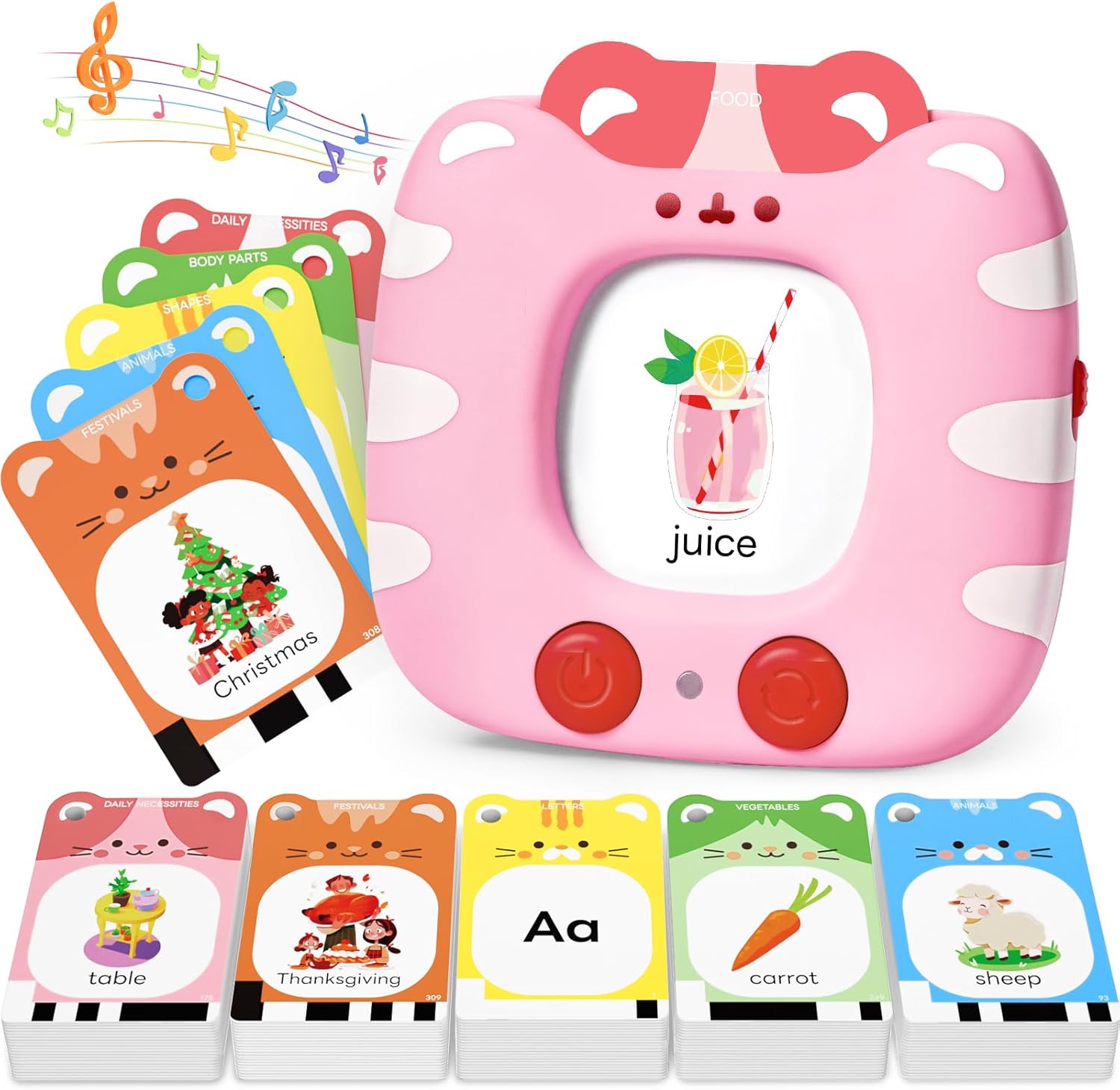 Tarjetas didácticas parlantes para niños pequeños de 1 a 5 años de voz clara y tarjetas gruesas y fáciles de deslizar dentro y fuera, juguetes