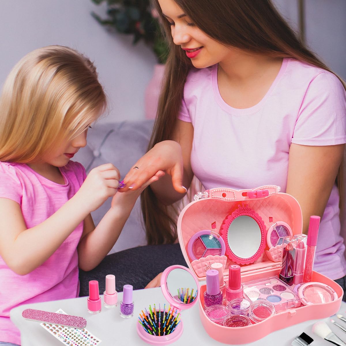 Kids Makeup Set Toys Gift, Washable Make Up Kits and Nail Polish Set Hair Dye Stick for Girls , Perfect Kids Christmas Birthday Gifts for Girl Ages