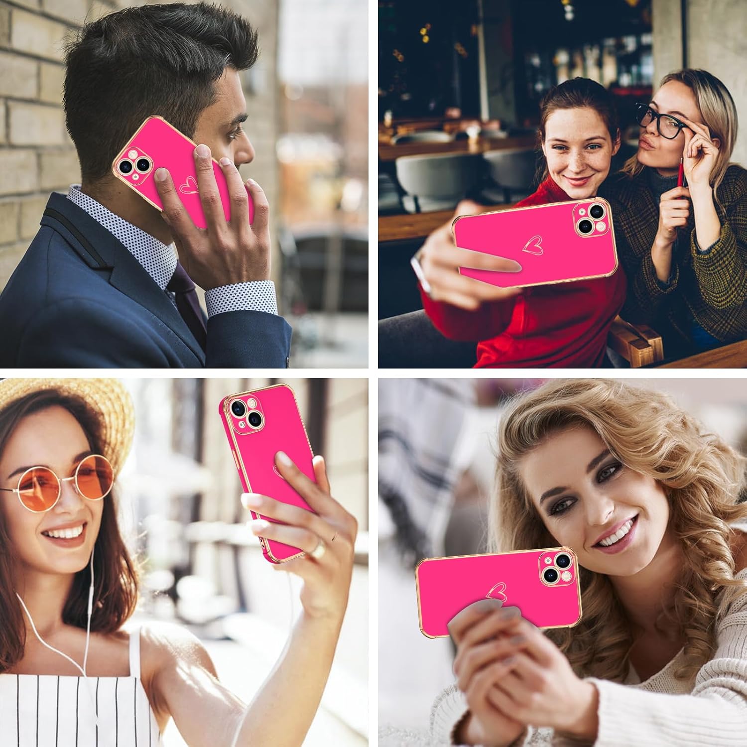 GUAGUA Funda compatible con iPhone 13 de 6.1 pulgadas, delgada, suave TPU con bonito patrón de corazón para mujeres, niñas y hombres, fundas