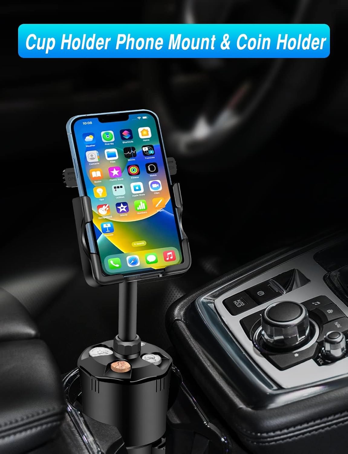 Soporte multifuncional para teléfono celular para automóvil, brazo largo con rotación de 360 grados, compatible con iPhone, Samsung y todos los