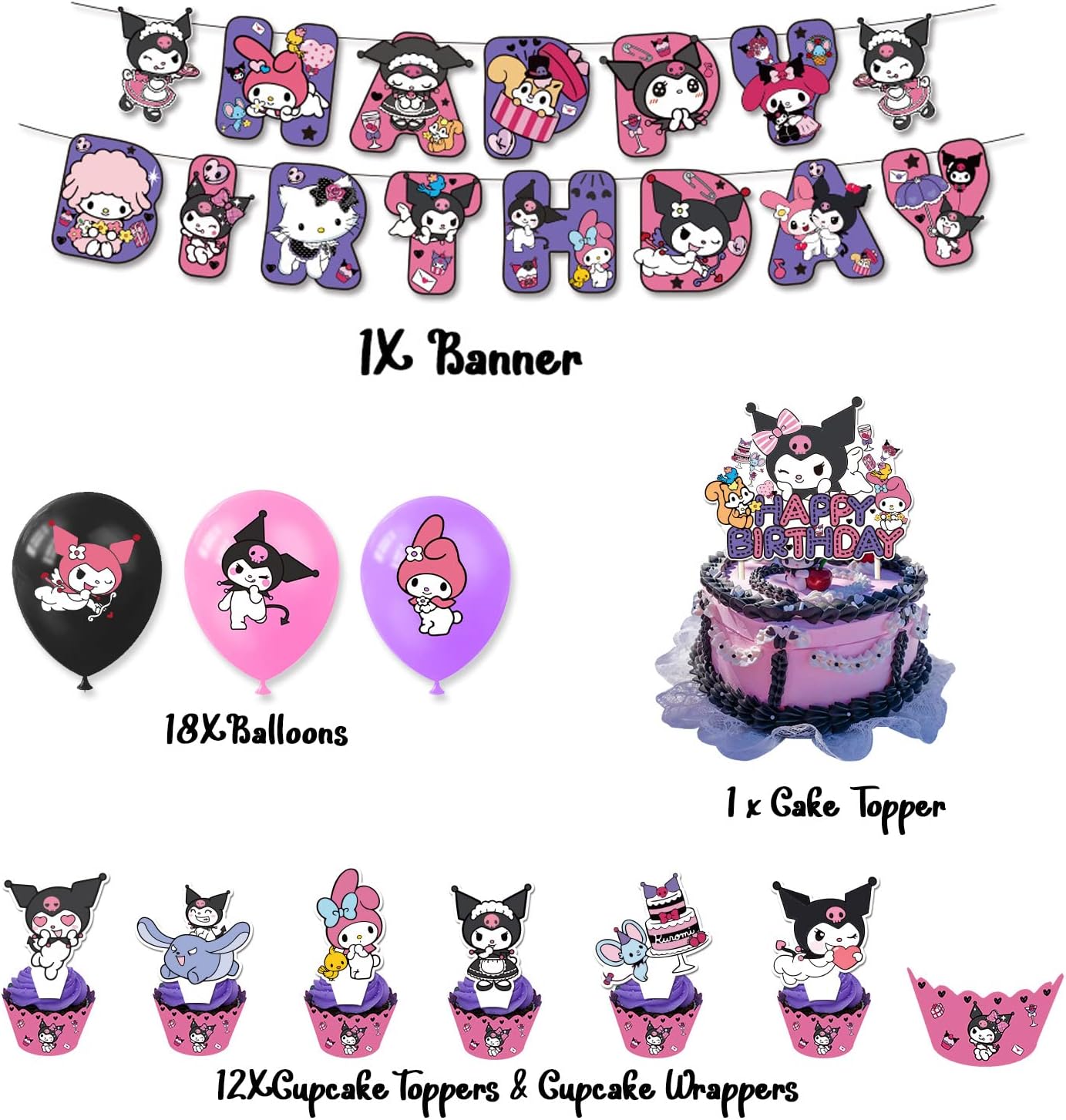 Suministros de fiesta de anime, decoraciones de cumpleaños, regalos de fiesta, decoración de habitación (decoración de fiesta ku)
