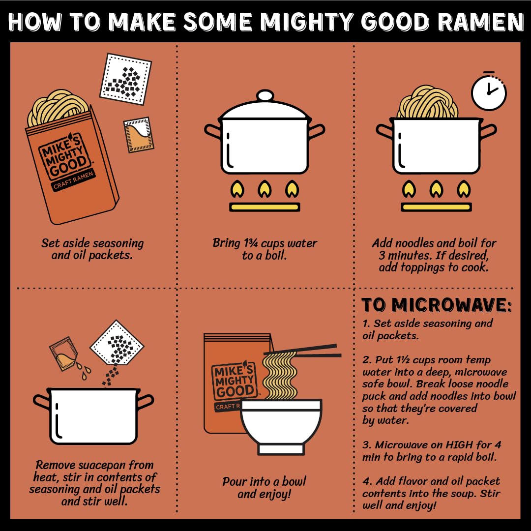 MIKE’S MIGHTY GOOD Paquete de almohadas con sopa de ramen de pechuga de res, fideos instantáneos orgánicos abundantes, comida rápida sabrosa, caldo