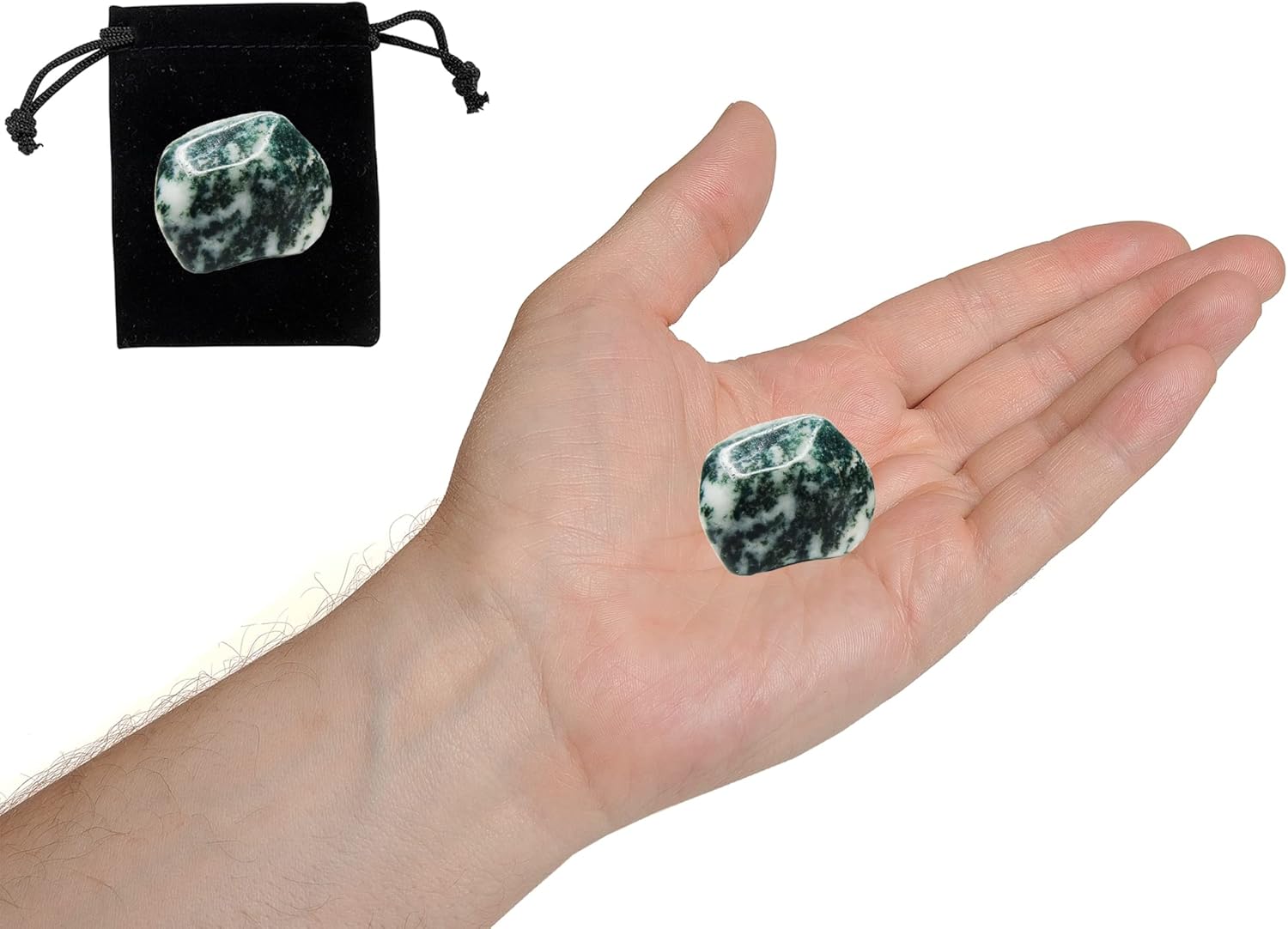 Piedras de cristal curativo de ágata musgo, piedras preciosas curativas de Reiki grandes de 1.25 a 2.0 pulgadas, piedras preciosas pulidas naturales