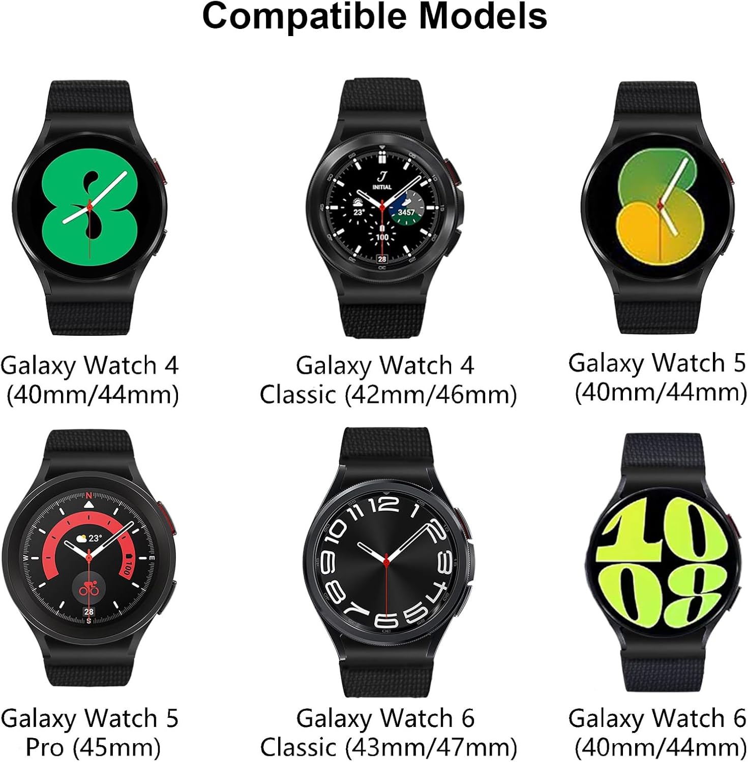Correas de metal One Click No Gap compatibles con Samsung Galaxy Watch 6 5 4 1.575 in 1.732 inGalaxy Watch 6 Classic Band 1.850 in 1.693 inWatch 5