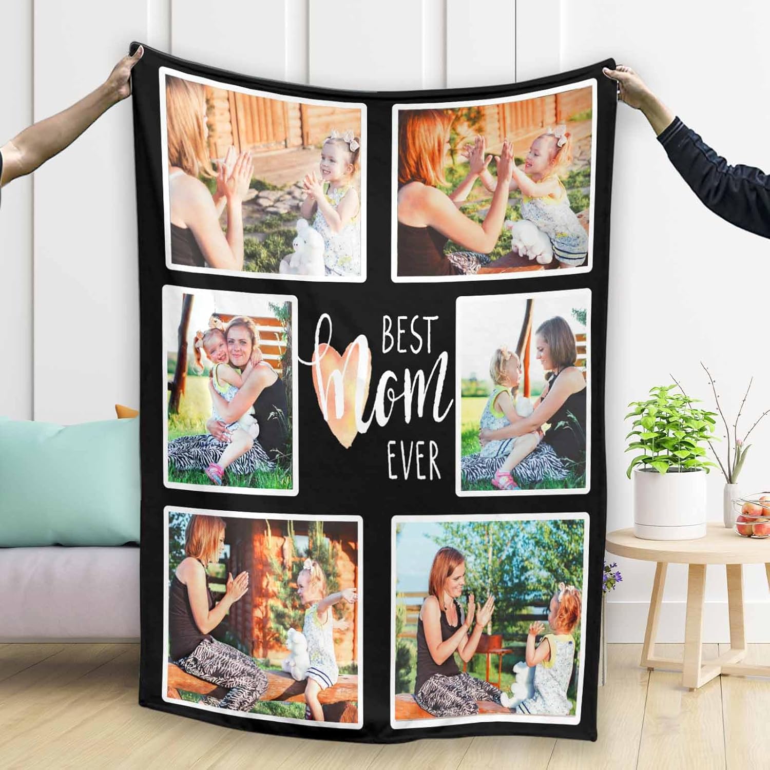 D-Story Manta personalizada con texto fotográfico, regalos personalizados, fabricada en Estados Unidos, manta de fotos personalizada para