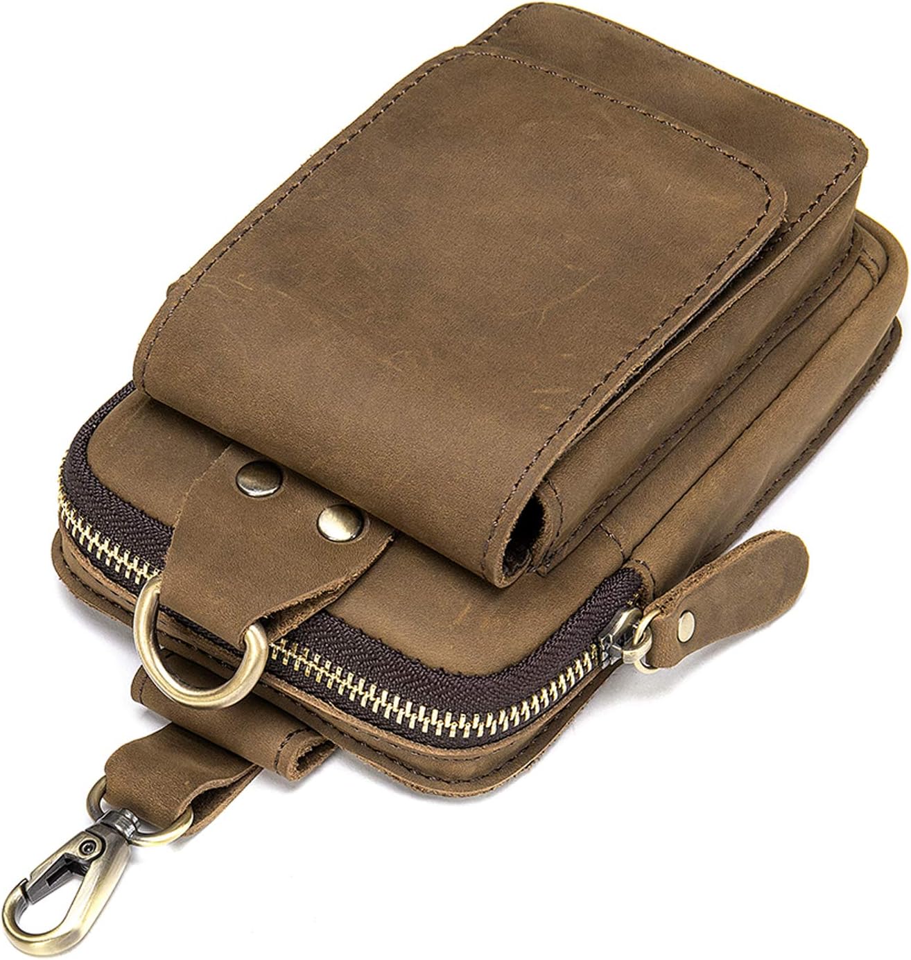 Riñonera de cuero para teléfono celular, funda pequeña con clip para cinturón para teléfono celular, de 6.7 pulgadas, de piel sintética, para