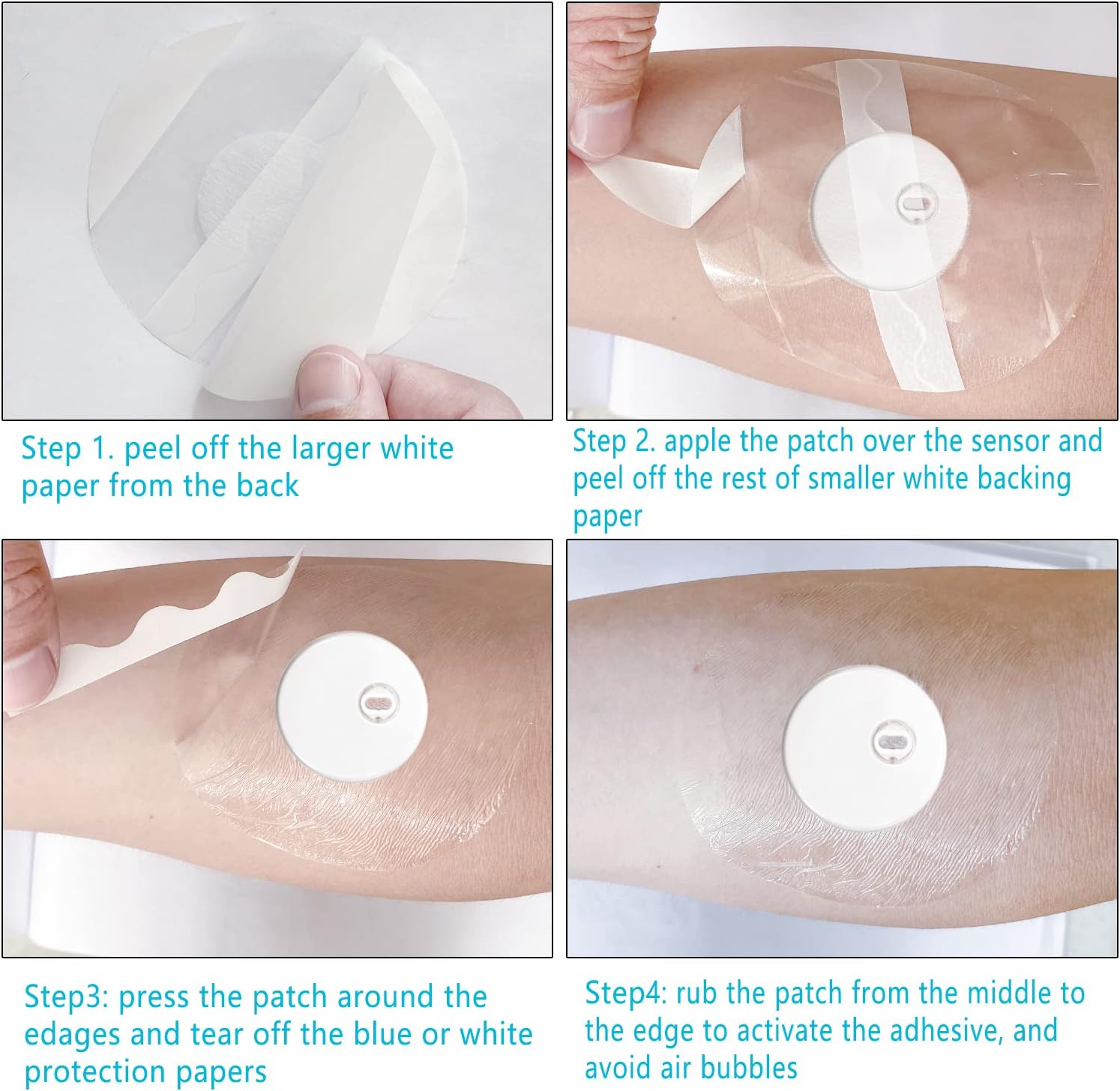 Fundas para sensor Libre 3, impermeables, paquete de 40 parches adhesivos de estilo libre, cinta transparente precortada CGM que dura hasta 14 días,