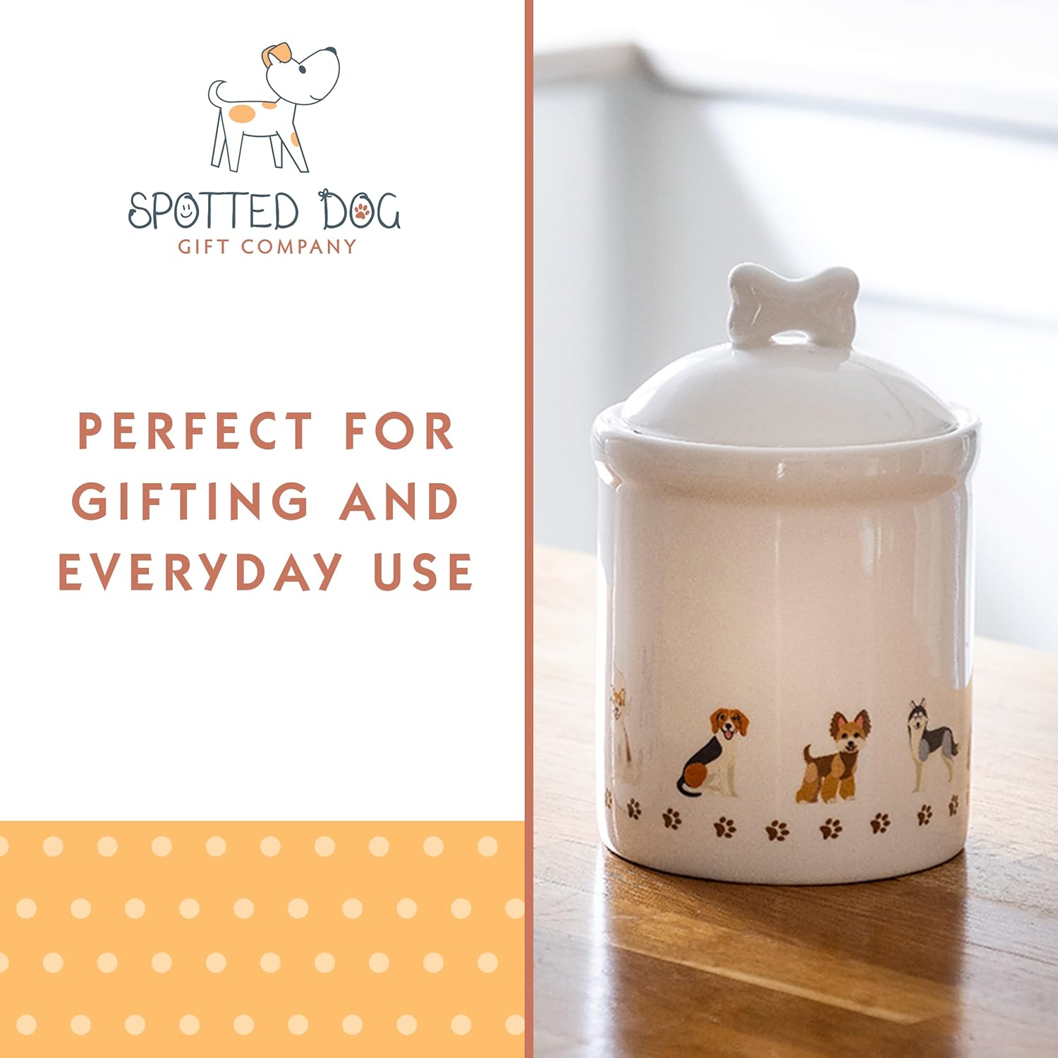 SPOTTED DOG GIFT COMPANY Recipiente de cocina para encimera, bonito tarro de cerámica para almacenamiento de alimentos con tapa, contenedor de tarro