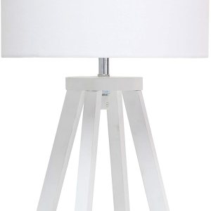 Simple Designs LT1069-WOW – Lámpara de mesa triangular entrelazada de tela de madera, color blanco y blanco Simple Designs LT1069-WOW – Lámpara de mesa triangular entrelazada de tela de madera, color blanco y blanco