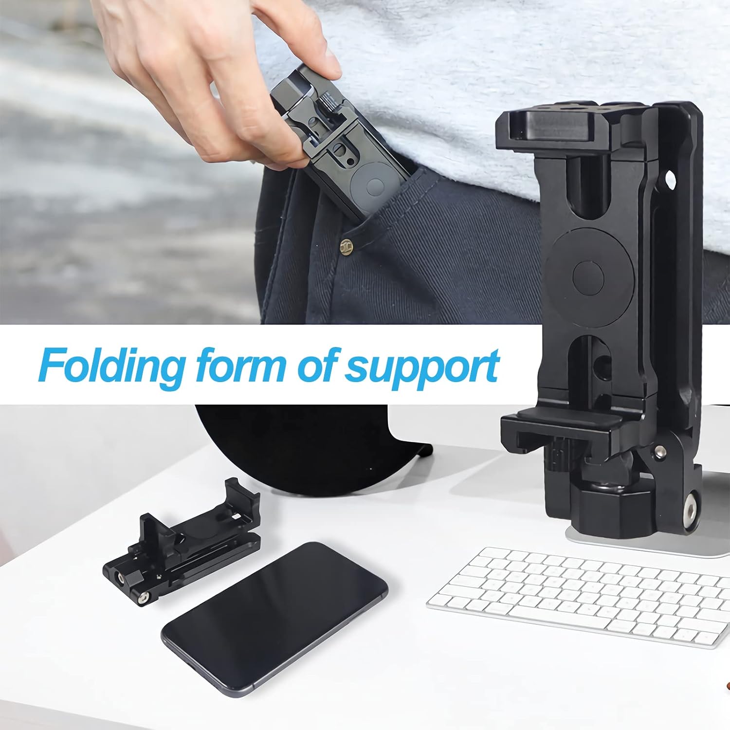 Soporte para trípode de escritorio Soporte de clip para teléfono Adaptador plegable giratorio de 360  para teléfono Cámara SLR Accesorios de