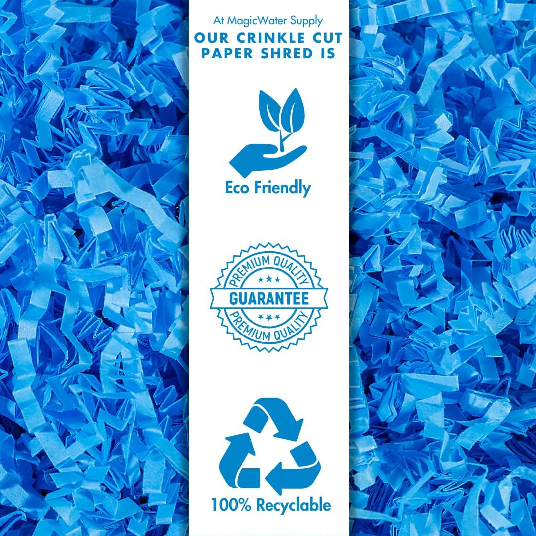 MagicWater Supply – 2 onzas – Azul claro – Relleno de papel de corte arrugado ideal para envolver regalos, relleno de cestas, cumpleaños, bodas,