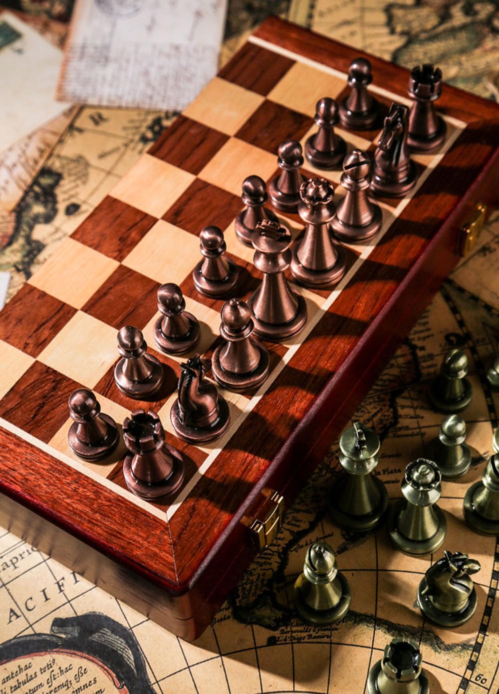 Juego de ajedrez plegable de metal con piezas magnéticas, juego de ajedrez internacional avanzado para 2 jugadores, regalos para adultos para niños