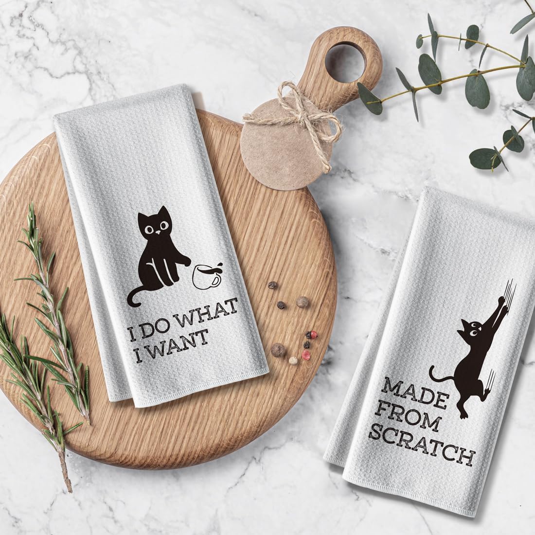 Hcaredee Toallas de cocina, divertidas toallas de cocina con temática de gatos, 16 x 24 pulgadas, paquete de 2, toallas de mano lindas de saco de