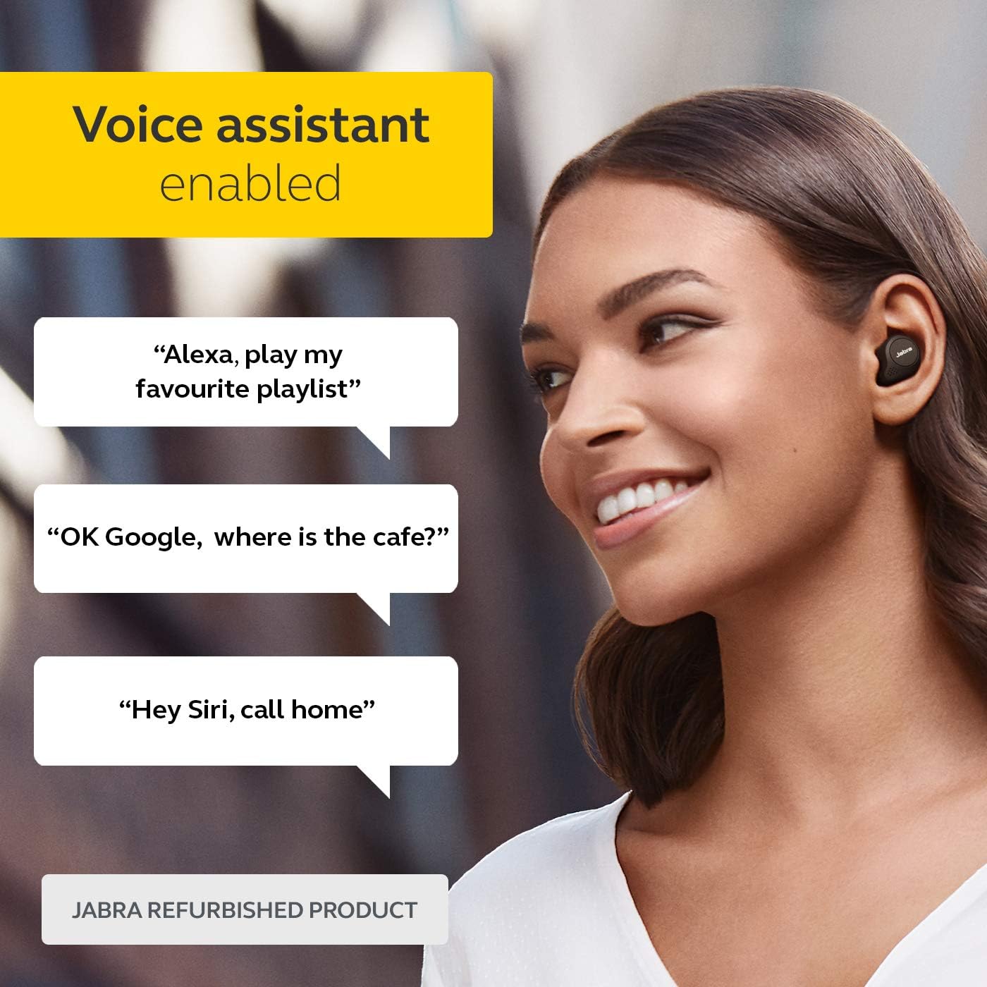 Jabra Elite 75t Auriculares inalámbricos con asistente de voz negro habilitado con estuche de carga (renovado)