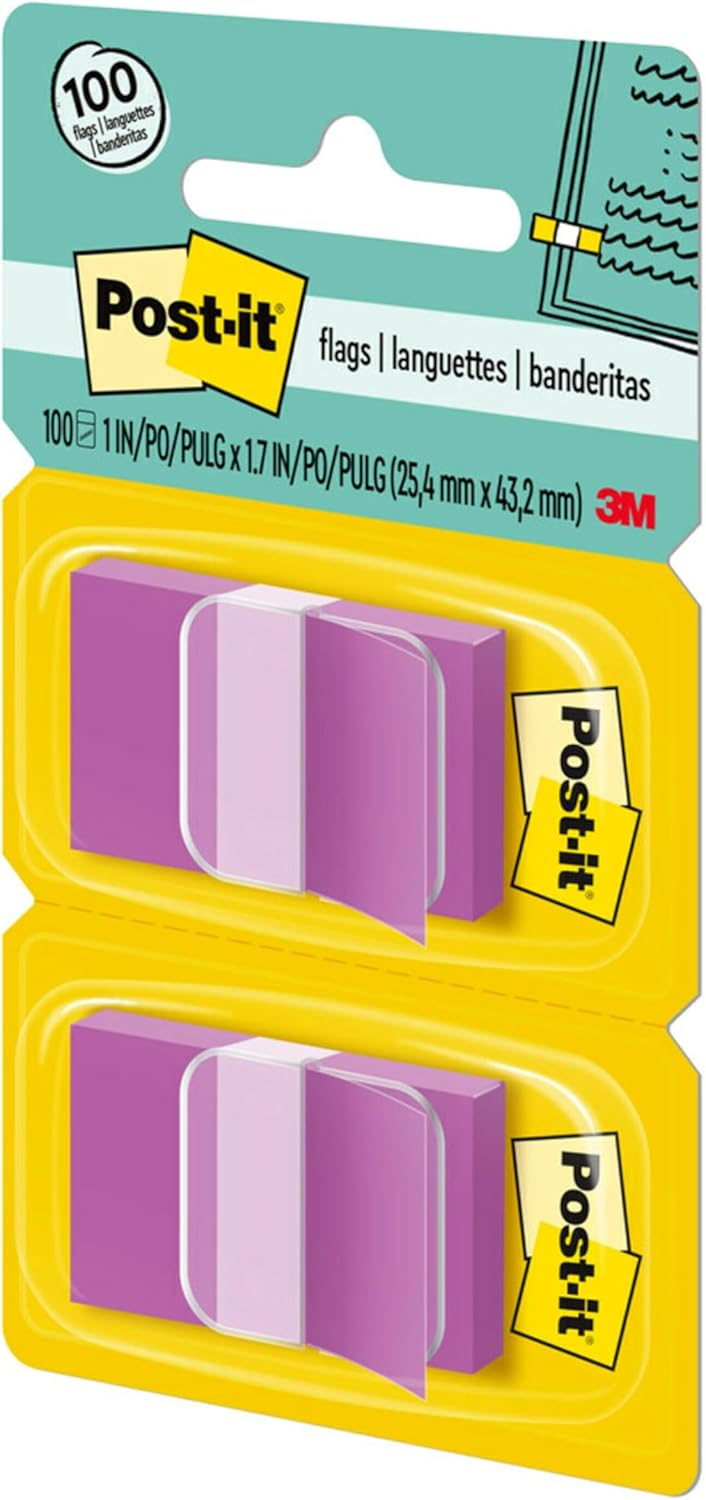 Post-it Banderas, 50dispensador, 2 dispensadorespaquete, 1 pulgada de ancho, morado (680-PU2) (paquete de 2)