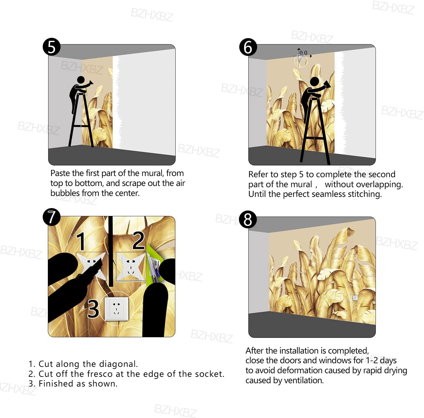 Papel pintado 3D botánico de hoja de plátano dorada, murales de plantas tropicales, decoración estética de habitación, sala de estar, fondo de